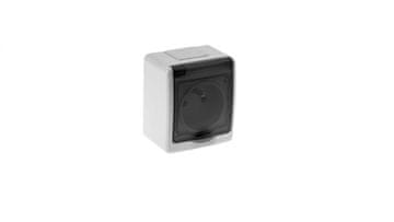 Pawbol Enojna beta hermetična vtičnica, siva, z dimno loputo, IP44 /D.3610G/1/