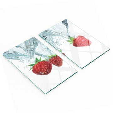 shumee Dekorativne kaljene steklene deske za rezanje jagod in vode 2x30x52 cm