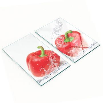 shumee Kuhinjske deske iz kaljenega stekla z grafiko rdeče paprike 2x30x52 cm