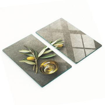 shumee Steklene kuhinjske deske za rezanje z grafiko oljčne vejice 2x30x52 cm