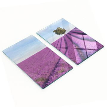 shumee Dekorativne steklene kuhinjske deske za rezanje Polje sivke 2x30x52 cm