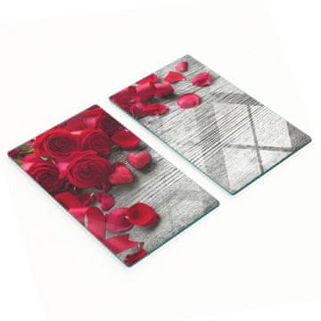 shumee Dekorativne kaljene steklene deske za rezanje Rdeče vrtnice 2x30x52 cm