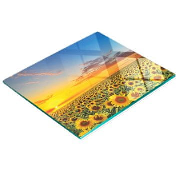 shumee Dekorativna kaljena steklena deska za rezanje Sončnično polje 60x52 cm