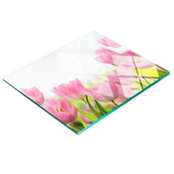 shumee Dekorativna steklena kuhinjska deska za rezanje Roza tulipani 60x52 cm