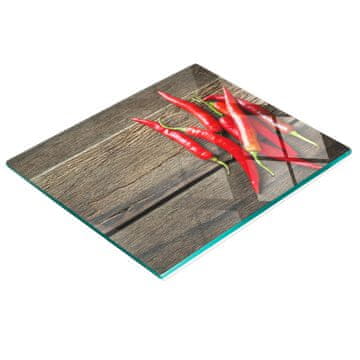 shumee Kuhinjska večnamenska dekorativna steklena tabla Čili paprike 60x52 cm