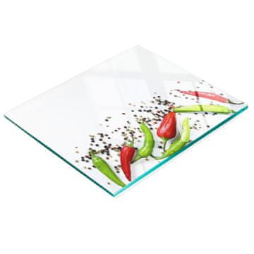 shumee Kuhinjska večnamenska dekorativna steklena tabla Čili paprike 60x52 cm