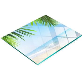 shumee Dekorativna steklena kuhinjska deska za rezanje Tropska plaža 60x52 cm