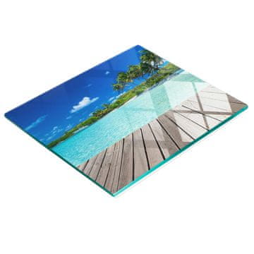 shumee Dekorativna steklena kuhinjska deska za rezanje Tropska plaža 60x52 cm