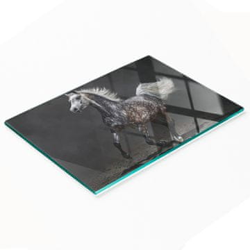 shumee Steklena dekorativna servirna deska za prigrizke Arabski konj 80x52 cm