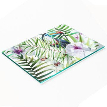 shumee Dekorativna steklena kuhinjska deska za rezanje Tropski tukan 80x52 cm