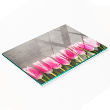 shumee Dekorativna steklena kuhinjska deska za rezanje Roza tulipani 80x52 cm
