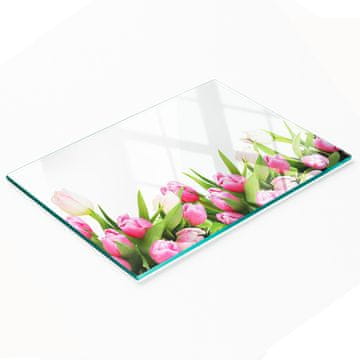 shumee Dekorativna steklena kuhinjska deska za rezanje Roza tulipani 80x52 cm