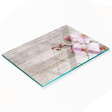 shumee Elegantna in trpežna steklena tabla z vzorcem orhidej na lesu 80x52 cm