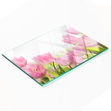 shumee Dekorativna steklena kuhinjska deska za rezanje Roza tulipani 80x52 cm