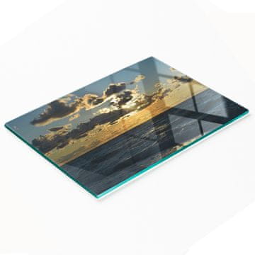 shumee Dekorativna steklena deska za rezanje Sončni zahod nad morjem 80x52 cm