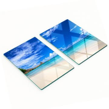 shumee Kuhinjske deske iz kaljenega stekla z grafiko tropske plaže 2x40x52 cm