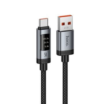 Hoco Kabel USB A na USB C Hoco PD 6A 100 W, 1,2 m, z zaslonom U148, črn
