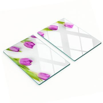 shumee Kaljene steklene plošče z dekorativnim vzorcem vijoličnih tulipanov 2x40x52 cm