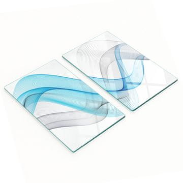 shumee Dekorativne steklene deske za rezanje in serviranje modre valovite 2x30x52 cm