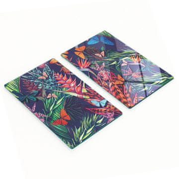 shumee Dekorativne steklene deske za rezanje in serviranje Jungle Vintage 2x30x52 cm