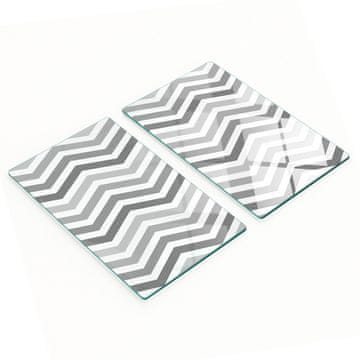 shumee Komplet dveh dekorativnih steklenih kuhinjskih desk sivih cikcakov 2x30x52 cm