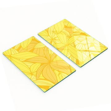 shumee Dekorativne steklene deske za rezanje in serviranje Rumeni cvetovi 2x30x52 cm