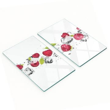 shumee Dekorativne steklene deske za rezanje in serviranje Malina in voda 2x30x52 cm