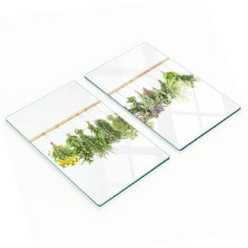 shumee Dekorativne deske za rezanje iz kaljenega stekla z zeliščno vrvico 2x30x52 cm