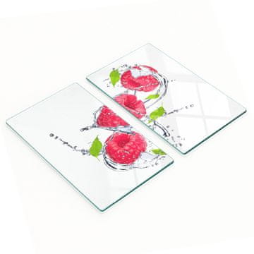 shumee Dekorativne steklene deske za rezanje in serviranje Malina in voda 2x30x52 cm