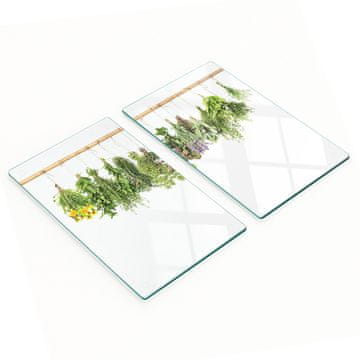 shumee Dekorativne deske za rezanje iz kaljenega stekla z zeliščno vrvico 2x30x52 cm