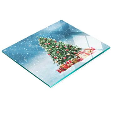 shumee Dekorativna kaljena steklena deska za rezanje v obliki božične jelke 60x52 cm