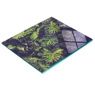 shumee Dekorativna steklena deska za rezanje in serviranje z listi monstere 60x52 cm