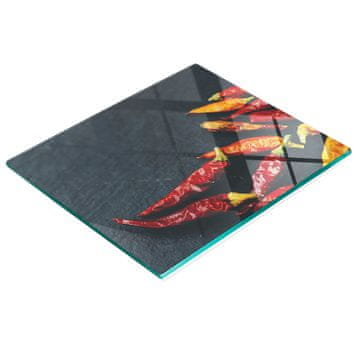 shumee Kuhinjska deska iz kaljenega stekla z dekorativno grafiko črni kamen 60x52 cm