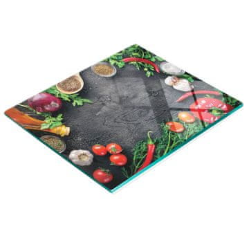 shumee Dekorativna steklena deska za rezanje in serviranje lesene zelenjave 60x52 cm