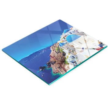shumee Steklena dekorativna deska za serviranje prigrizkov, otok Santorini, 60x52 cm