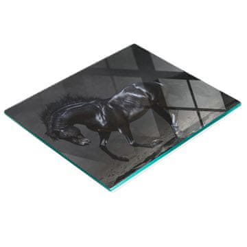shumee Dekorativna kuhinjska deska za rezanje iz kaljenega stekla Črni konj 60x52 cm