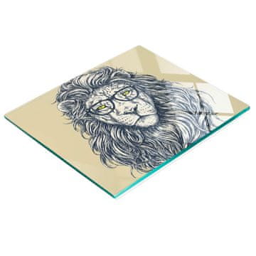 shumee Trpežna in elegantna steklena kuhinjska deska z vzorcem hipster leva 60x52 cm