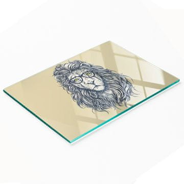 shumee Trpežna in elegantna steklena kuhinjska deska z vzorcem hipster leva 80x52 cm