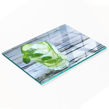 shumee Trpežna in elegantna steklena kuhinjska deska z vzorcem vodne kumare 80x52 cm