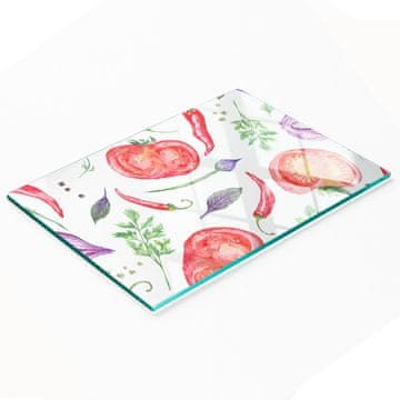shumee Kuhinjska deska iz kaljenega stekla z grafiko paradižnikov in začimb 80x52 cm