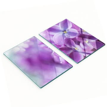 shumee Dekorativne kaljene steklene deske za rezanje z vijoličnimi rožami 2x40x52 cm
