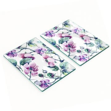 shumee Dekorativne steklene deske za rezanje in serviranje Cvetovi robide 2x40x52 cm