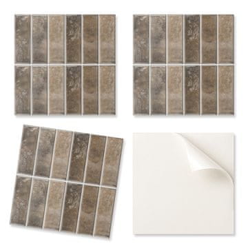 COLORAY Komplet samolepilnih vinilnih ploščic z navpičnimi rebrastimi ploščicami 4x50x50 cm