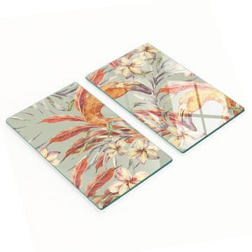 shumee Dekorativne steklene deske za rezanje in serviranje Roza flamingi 2x30x52 cm