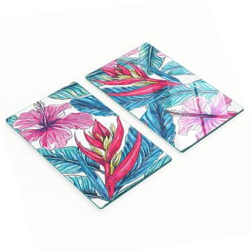 shumee Dekorativne steklene deske za rezanje in serviranje Rože in palme 2x30x52 cm
