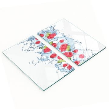 shumee Komplet dveh dekorativnih steklenih kuhinjskih desk Malinova voda 2x30x52 cm