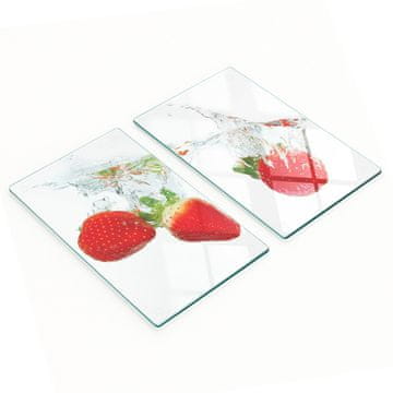 shumee Dekorativne steklene deske za rezanje in serviranje jagod in vode 2x30x52 cm