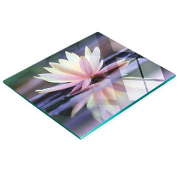 shumee Steklena dekorativna tabla z grafiko za serviranje prigrizkov Lotos 60x52 cm