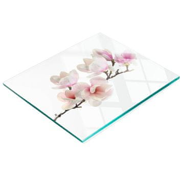 shumee Dekorativna steklena kuhinjska deska za rezanje z grafiko magnolije 60x52 cm
