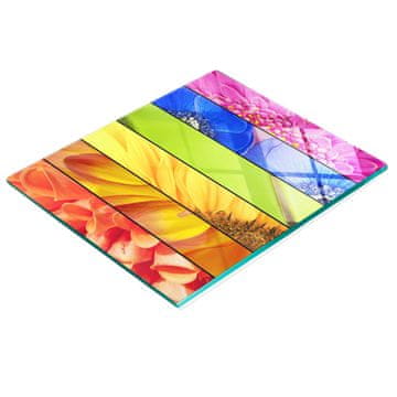 shumee Dekorativna steklena servirna deska za prigrizke z barvitim cvetjem 60x52 cm